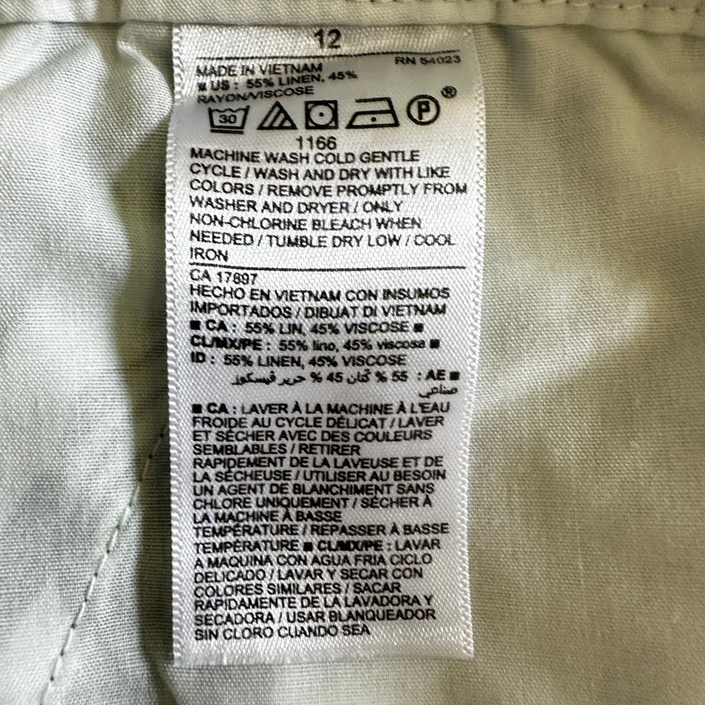 Old Navy Chino Shorts Palm Print Linen Blend Casual‎ Green/White Size 12 NWOT - Picture 6 of 11